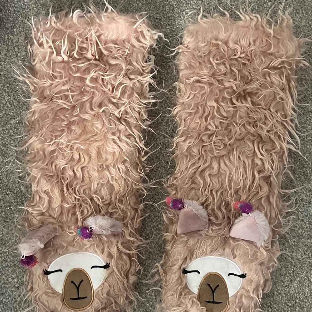 Llama Llama Pink Plush Slipper Socks